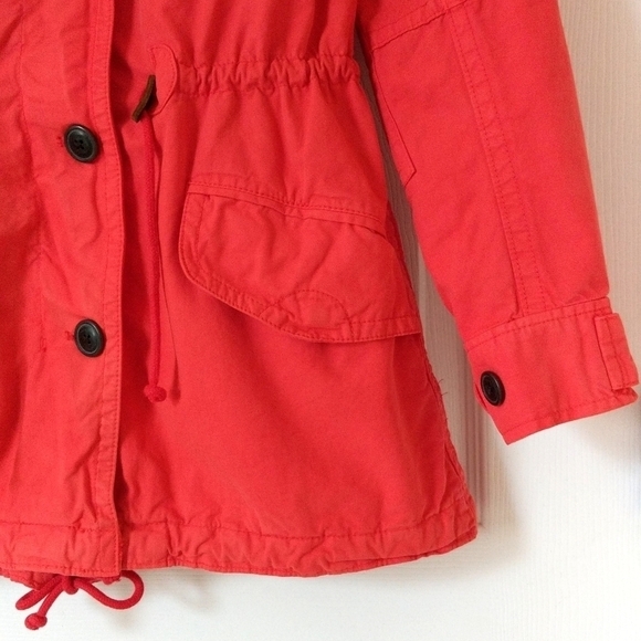 Gap Lightweight Zip & Button Front Hooded Utility Cargo Jacket Hot Coral Pink XS - Picture 11 of 16